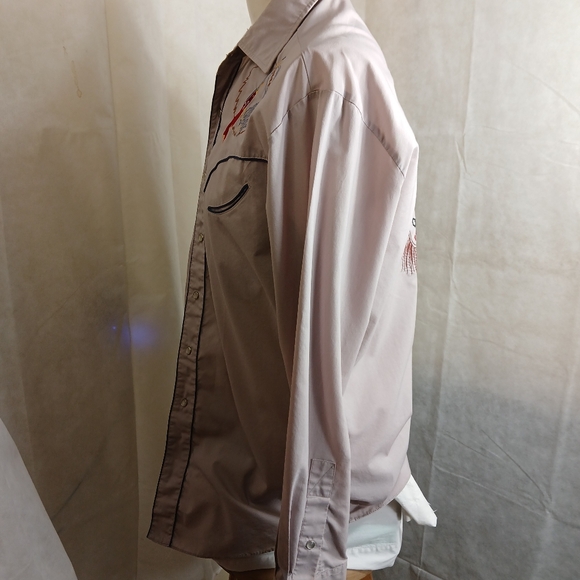 Kennsington Rockin Ranchwear Gray Pearl Snaps Embrodered Western Shirt Men's Lg - Picture 2 of 9